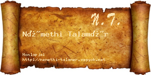 Némethi Talamér névjegykártya